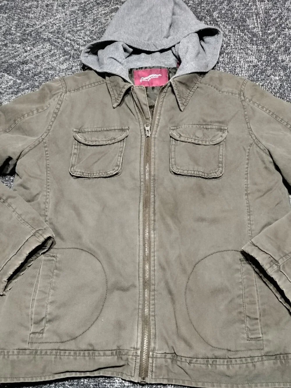 Arizona Jean Co Jacket Boys XXL 18 Regular Olive Army Green Full Zip Up Hooded